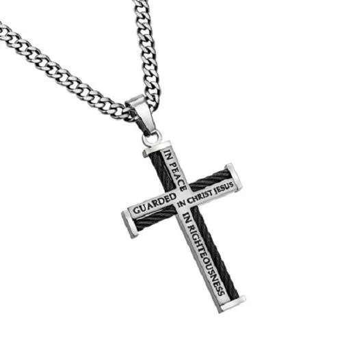 Necklaces North Arrow Shop Guarded Cable Cross Necklace Stainless Steel Curb Chain Necklaces North Arrow Shop Guarded Cable Cross Necklace Stainless Steel Curb Chain