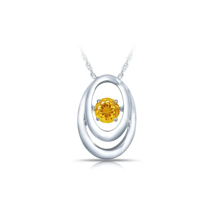 Necklaces SS Pendant with Citrine 115 ctw Wchain TreasureFineJewelers