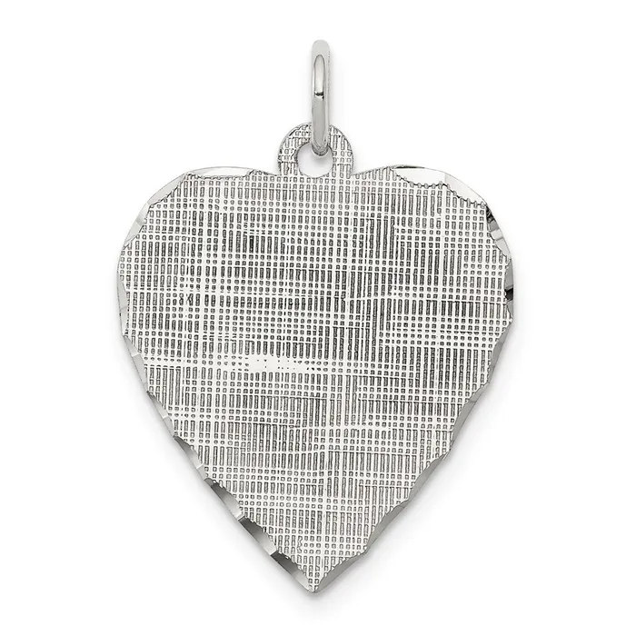 Necklaces SS Rhplt Engraveable Heart Patterned Polished FrontSatin Back Disc TreasureFineJewelers Necklaces SS Rhplt Engraveable Heart Patterned Polished FrontSatin Back Disc TreasureFineJewelers