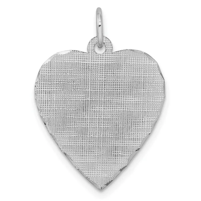 Necklaces SS Rhplt Engraveable Heart Patterned Polished FrontSatin Back Disc TreasureFineJewelers