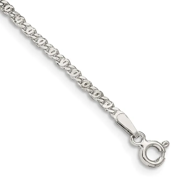 Necklaces Sterling Silver 2mm Fancy Anchor Pendant Chain Anklet TreasureFineJewelers