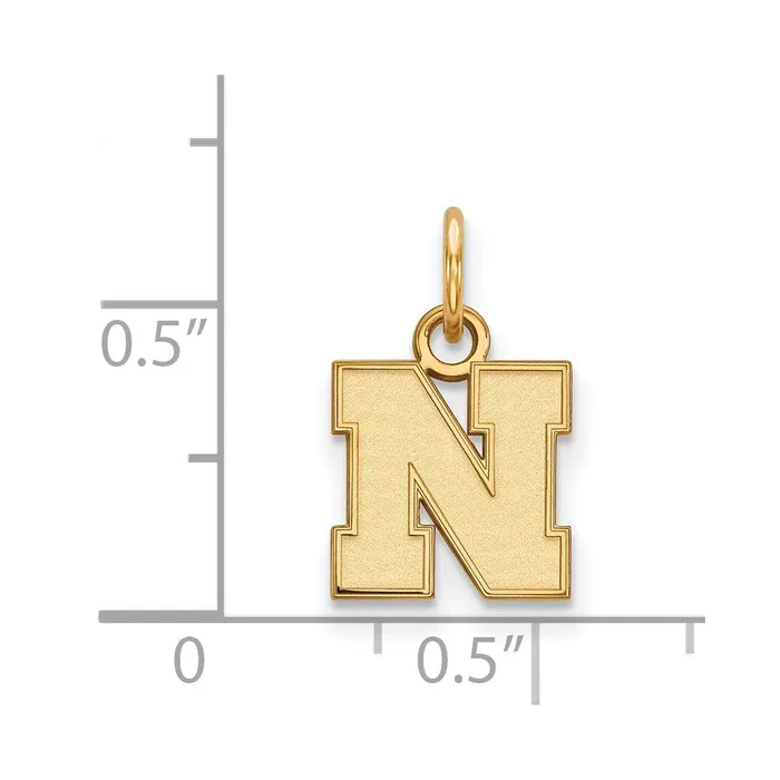 Necklaces Sterling Silver Goldplated University of Nebraska Letter N Extra Small Pendant TreasureFineJewelers