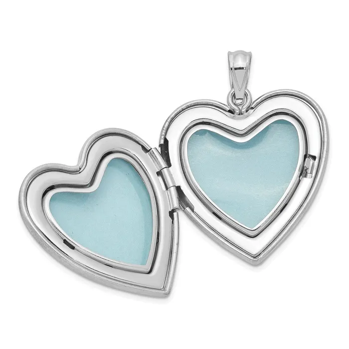 Necklaces Sterling Silver Rhodiumplated Satin DC 18in Diamond Cross Heart Locket Necklace 14in Cross Heart Pendant Necklace Set TreasureFineJewelers
