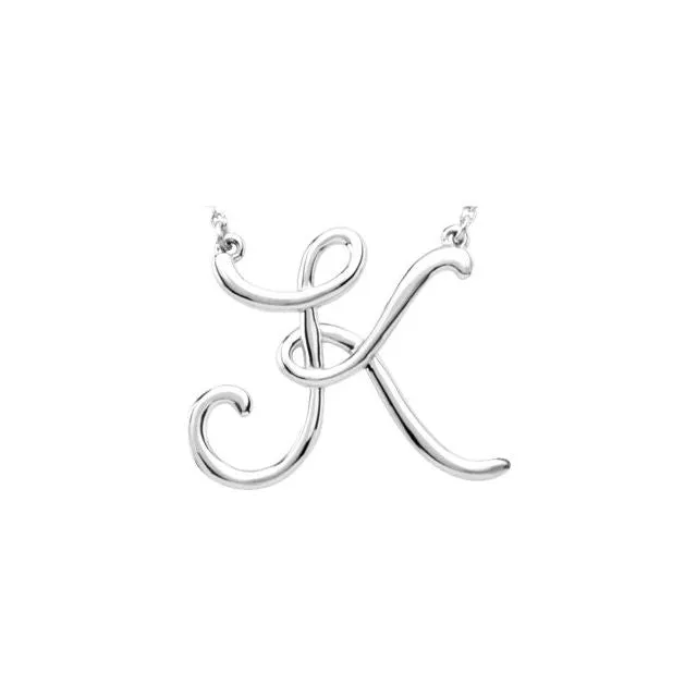 Necklaces Sterling Silver Script Initial K 16 Necklace TreasureFineJewelers