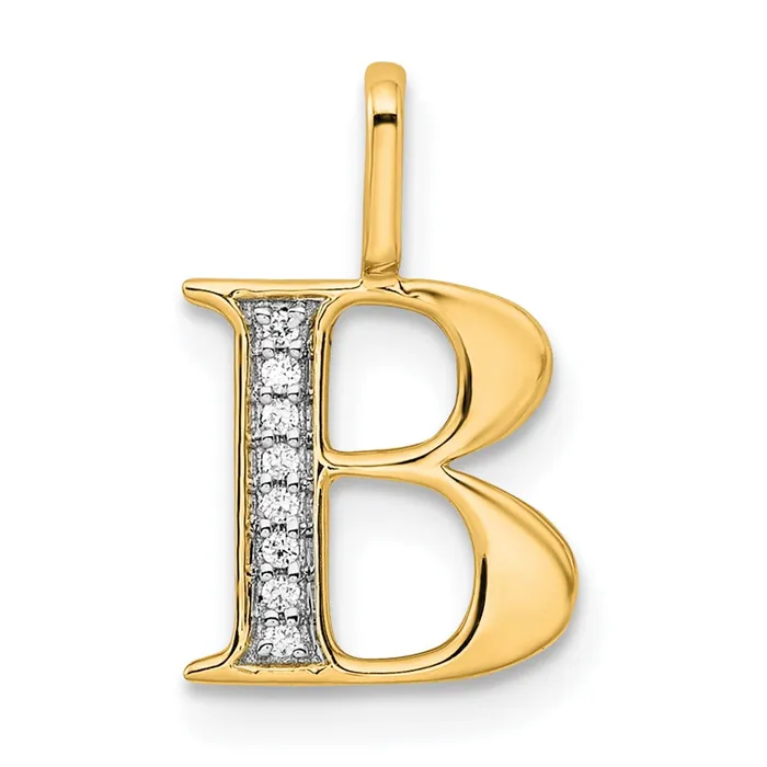 Necklaces TreasureFineJewelers 10k Yellow Gold Diamond Letter B Initial Pendant