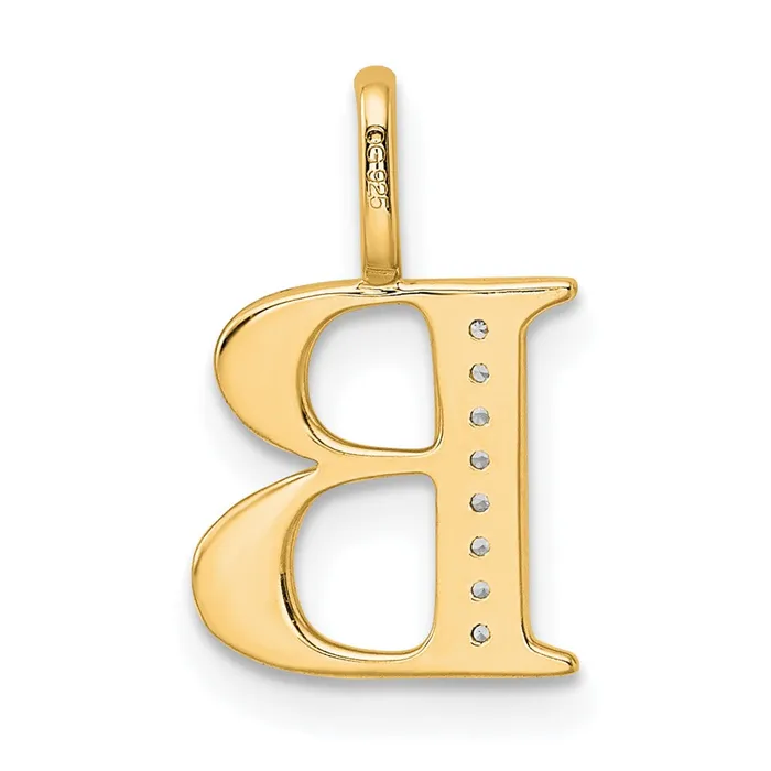 Necklaces TreasureFineJewelers 10k Yellow Gold Diamond Letter B Initial Pendant