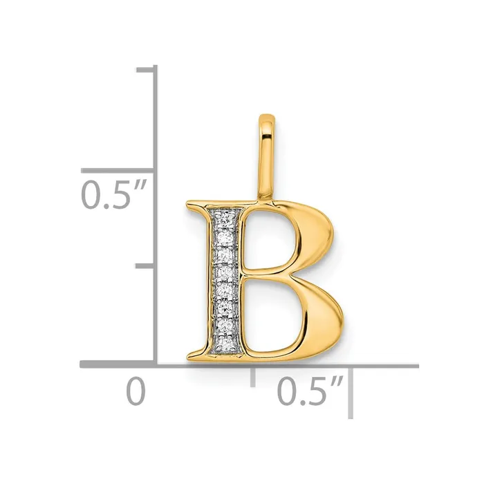 Necklaces TreasureFineJewelers 10k Yellow Gold Diamond Letter B Initial Pendant