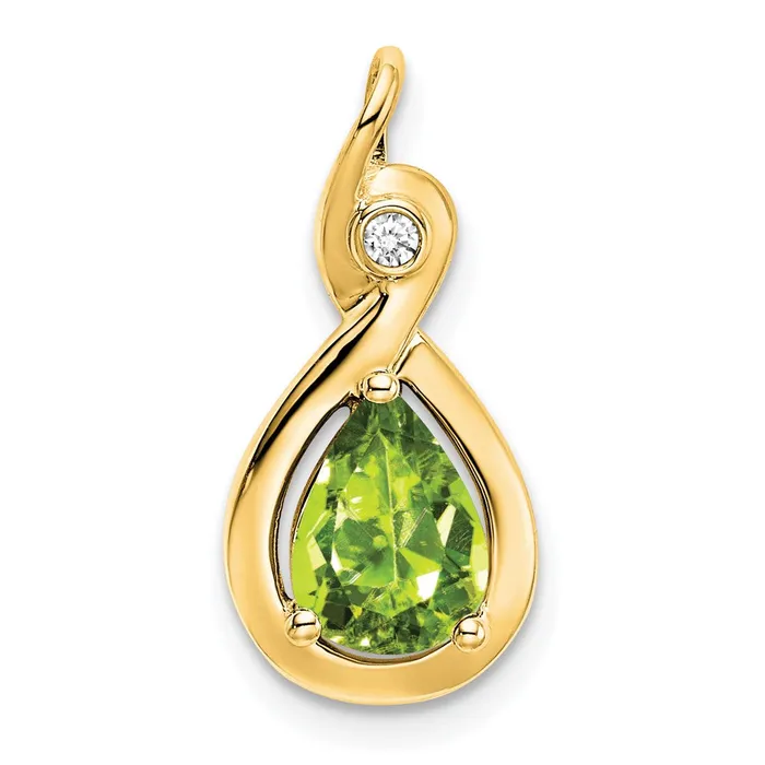 Necklaces TreasureFineJewelers 14k Pear Peridot and Diamond Pendant