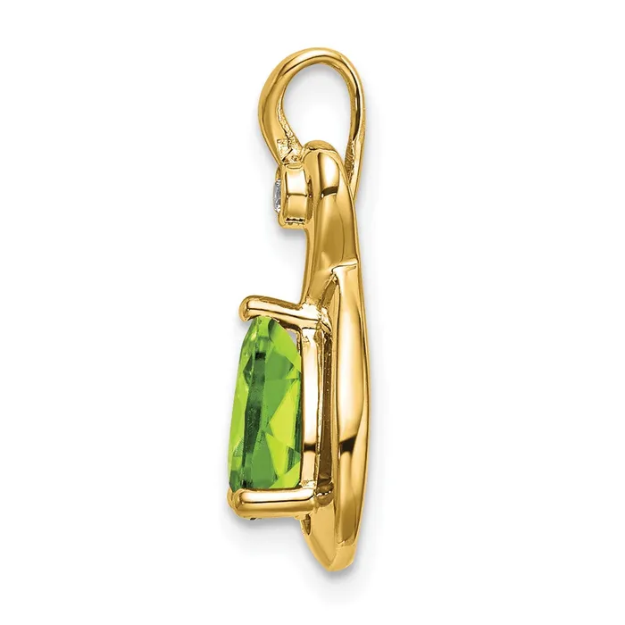Necklaces TreasureFineJewelers 14k Pear Peridot and Diamond Pendant