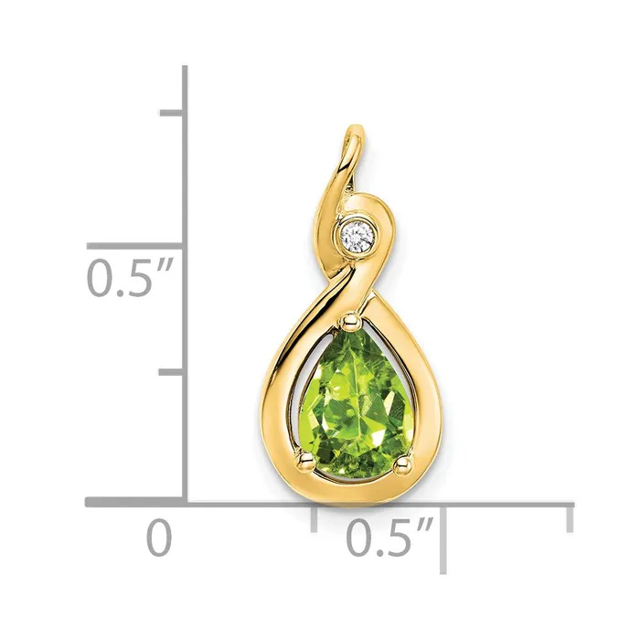 Necklaces TreasureFineJewelers 14k Pear Peridot and Diamond Pendant