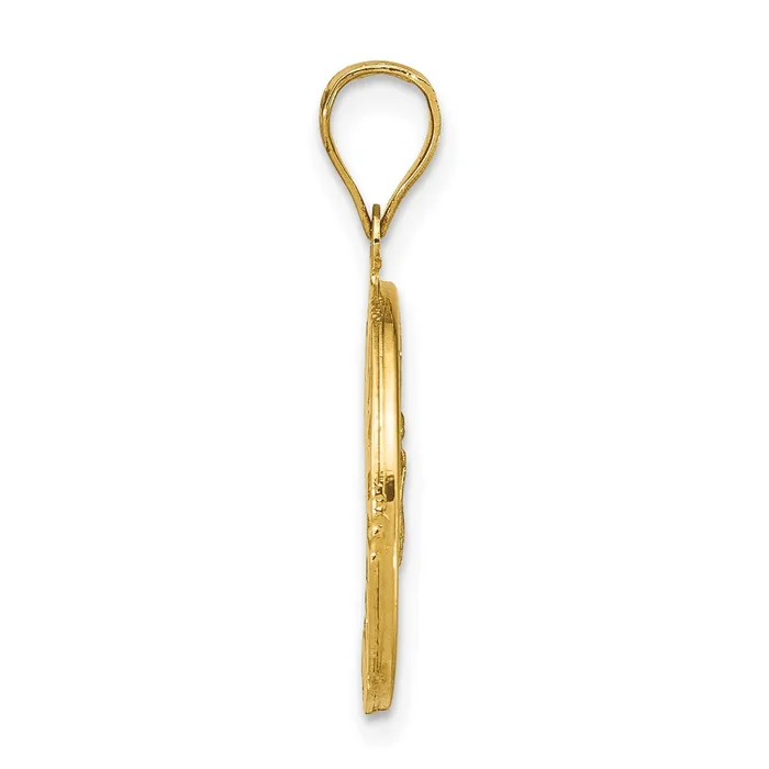 Necklaces TreasureFineJewelers 14K Rose and Whiteplated Polished CZ Baguettes Mary Round Pendant