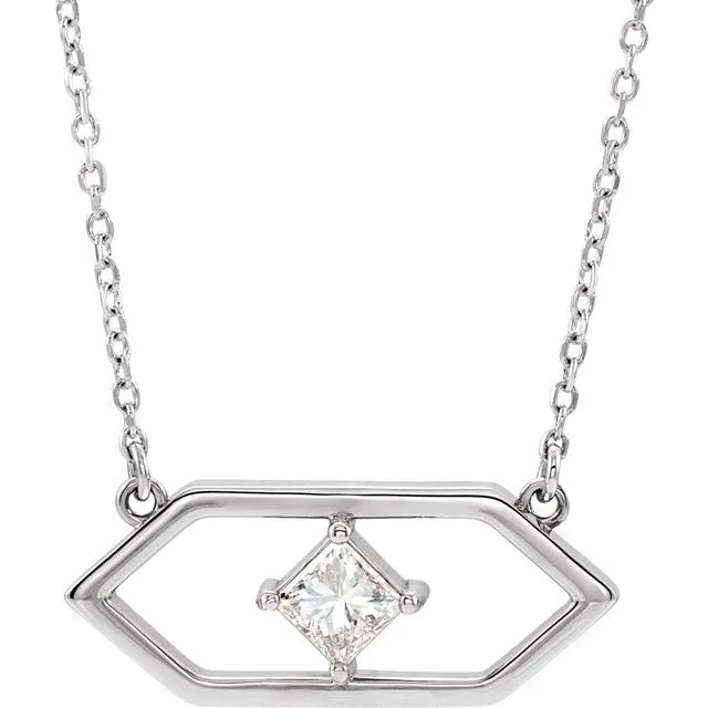 Necklaces TreasureFineJewelers 14K White Gold 14 CTW Natural Diamond Geometric 18 Necklace