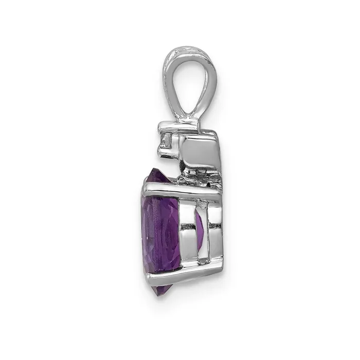 Necklaces TreasureFineJewelers 14k White Gold 8x6mm Oval Amethyst AA Diamond Pendant