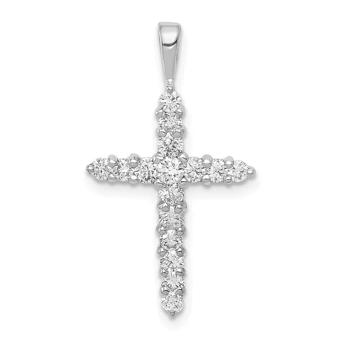 Necklaces TreasureFineJewelers 14k White Gold AA 12ct Diamond Cross Pendant