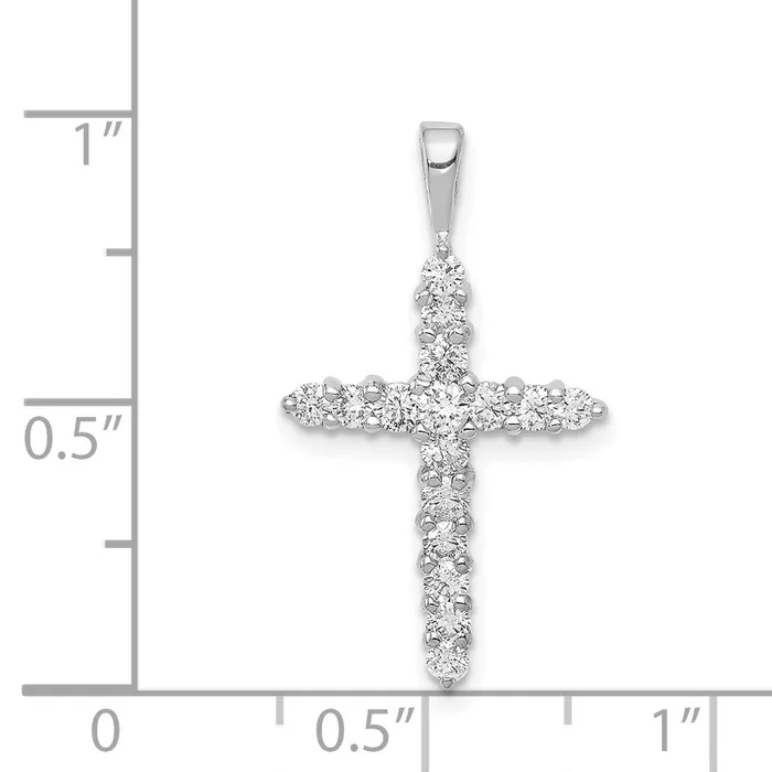 Necklaces TreasureFineJewelers 14k White Gold AA 12ct Diamond Cross Pendant