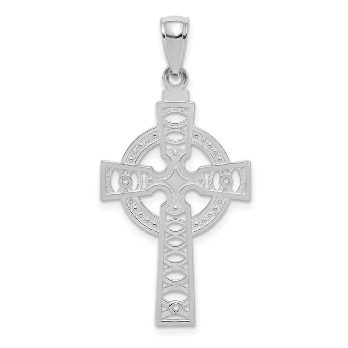 Necklaces TreasureFineJewelers 14K White Gold Celtic Cross wEternity Circle Pendant Necklaces TreasureFineJewelers 14K White Gold Celtic Cross wEternity Circle Pendant