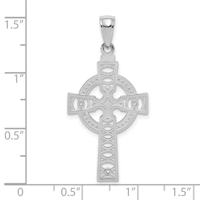 Necklaces TreasureFineJewelers 14K White Gold Celtic Cross wEternity Circle Pendant