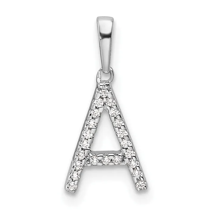 Necklaces TreasureFineJewelers 14K White Gold Diamond Letter A Initial Pendant