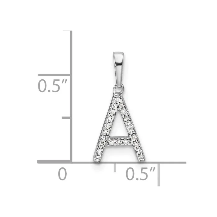 Necklaces TreasureFineJewelers 14K White Gold Diamond Letter A Initial Pendant