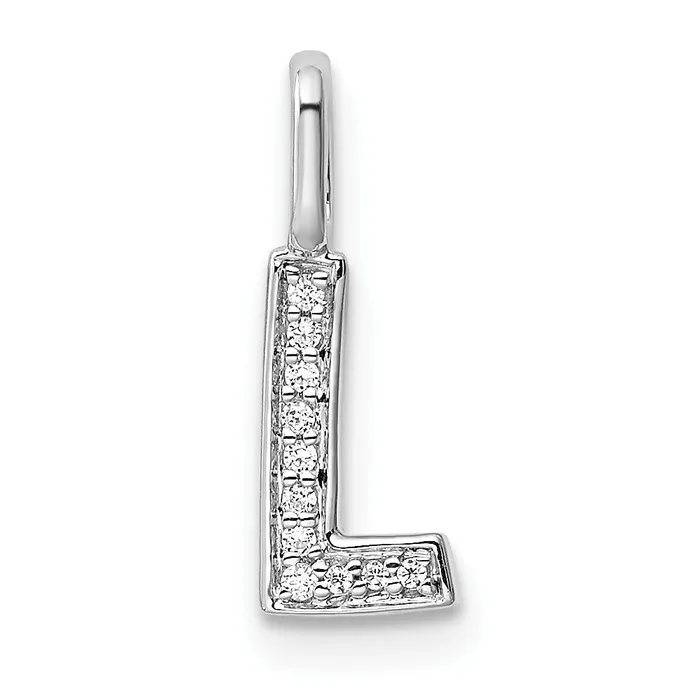 Necklaces TreasureFineJewelers 14K White Gold Diamond Letter L Initial Pendant