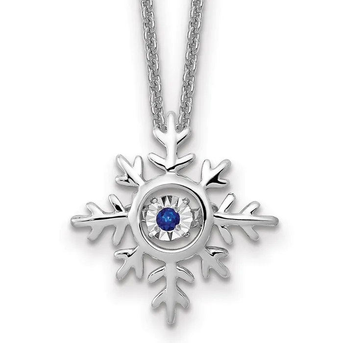 Necklaces TreasureFineJewelers 14k White Gold Vibrant Moving Sapphire Snowflake Necklace