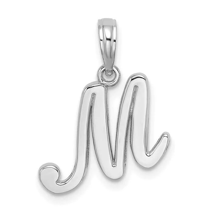 Necklaces TreasureFineJewelers 14k White Gold White Gold Script Letter M Initial Pendant Necklaces TreasureFineJewelers 14k White Gold White Gold Script Letter M Initial Pendant
