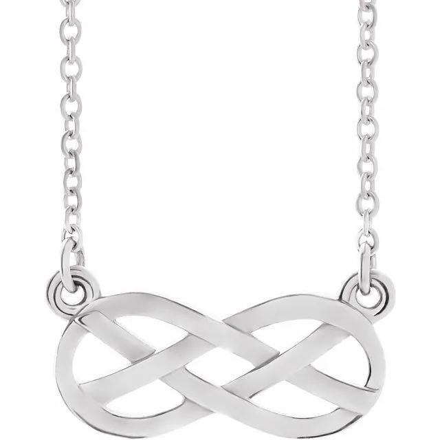 Necklaces TreasureFineJewelers 14K White InfinityInspired Knot Design 18 Necklace Necklaces TreasureFineJewelers 14K White InfinityInspired Knot Design 18 Necklace