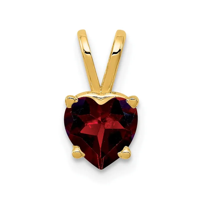 Necklaces TreasureFineJewelers 14k Yellow Gold 6mm Heart Garnet pendant