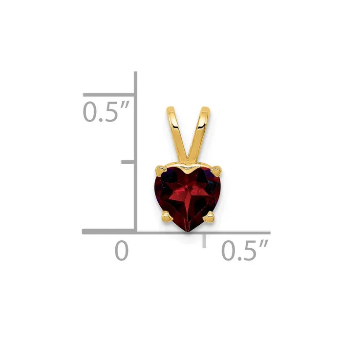 Necklaces TreasureFineJewelers 14k Yellow Gold 6mm Heart Garnet pendant