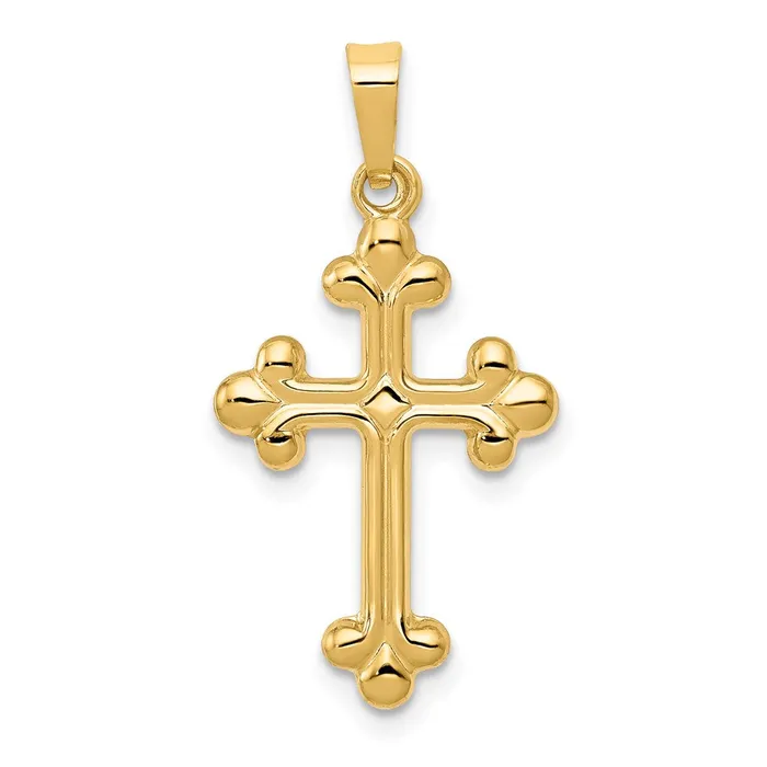 Necklaces TreasureFineJewelers 14k Yellow Gold Polished Budded Cross Pendant Necklaces TreasureFineJewelers 14k Yellow Gold Polished Budded Cross Pendant