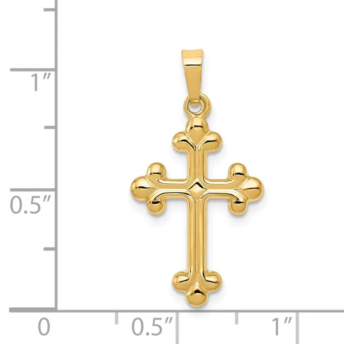 Necklaces TreasureFineJewelers 14k Yellow Gold Polished Budded Cross Pendant