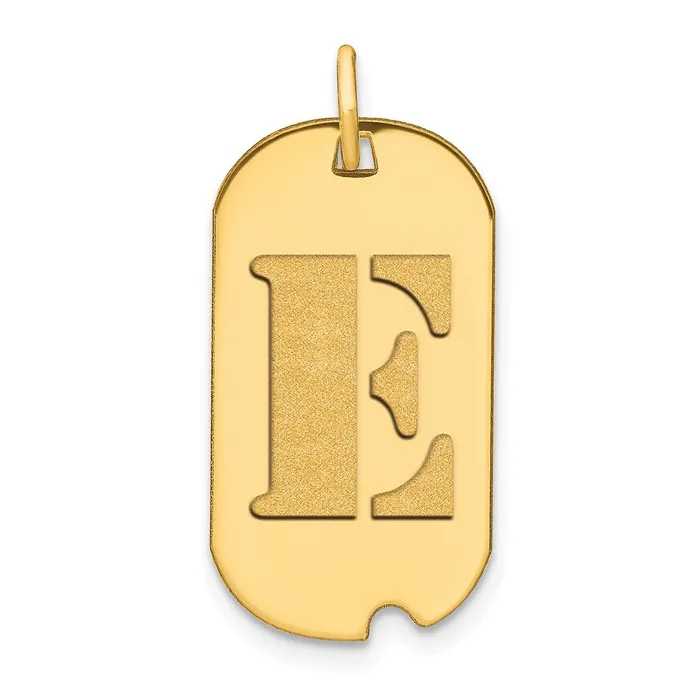 Necklaces TreasureFineJewelers 14k Yellow Gold Polished Letter E Initial Dog Tag Pendant Necklaces TreasureFineJewelers 14k Yellow Gold Polished Letter E Initial Dog Tag Pendant