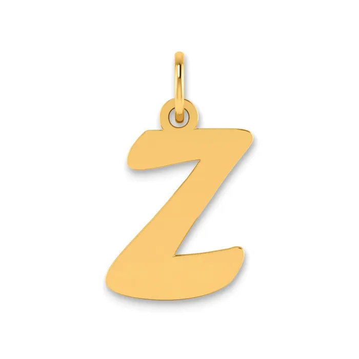 Necklaces TreasureFineJewelers 14k Yellow Gold Polished Script Letter Z Initial Pendant