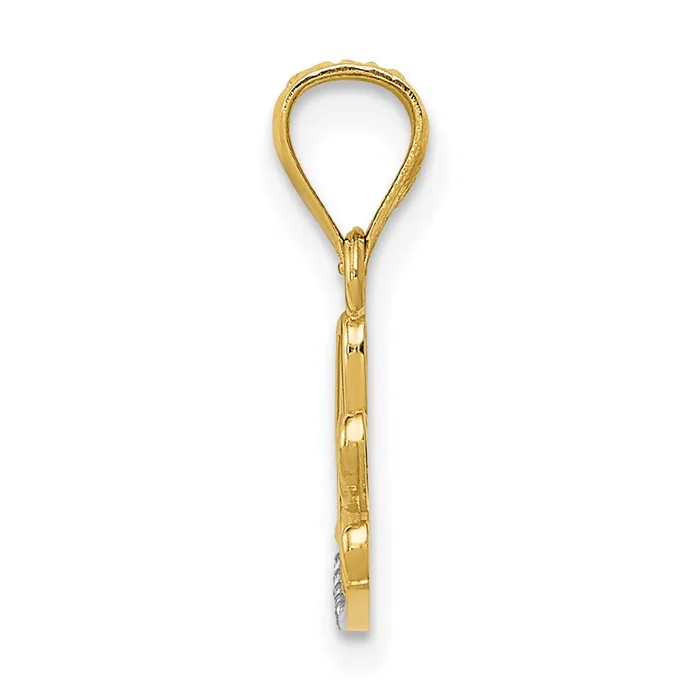 Necklaces TreasureFineJewelers 14k Yellow Gold Rhodium wRhodium Diamondcut LOVE Pendant