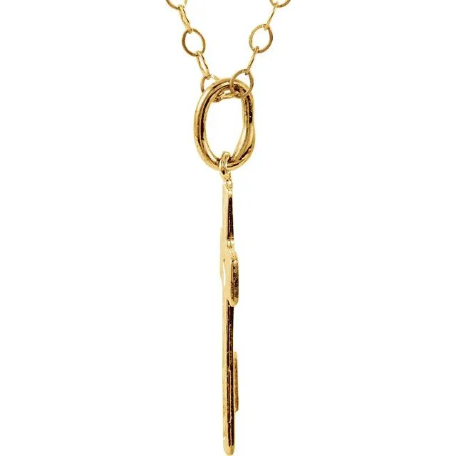 Necklaces TreasureFineJewelers 14K Yellow Pierced Heart Cross 15 Necklace