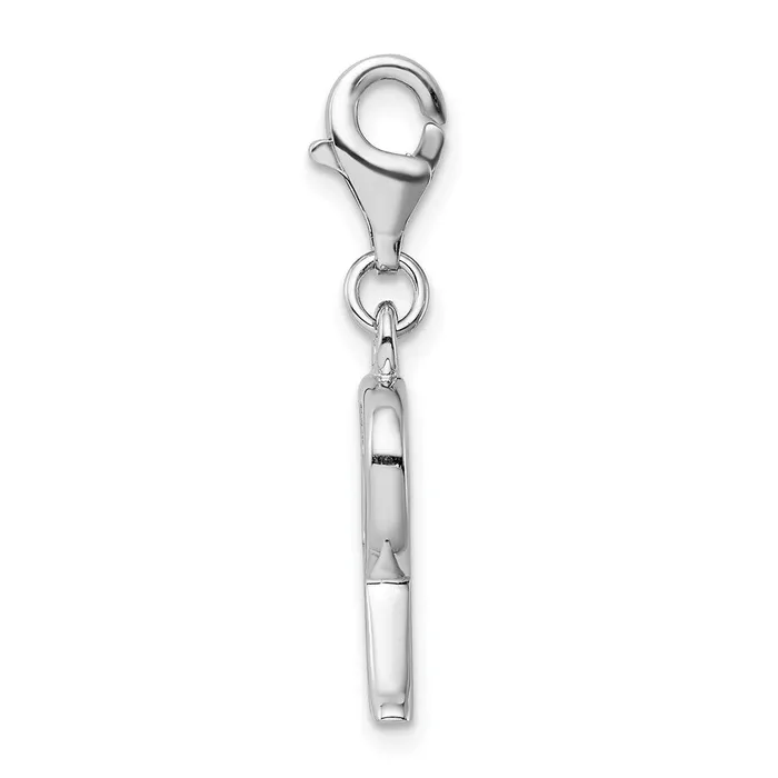 Necklaces TreasureFineJewelers Amore La Vita Sterling Silver Rhodiumplated Polished CZ Letter R Initial Charm with Fancy Lobster Clasp