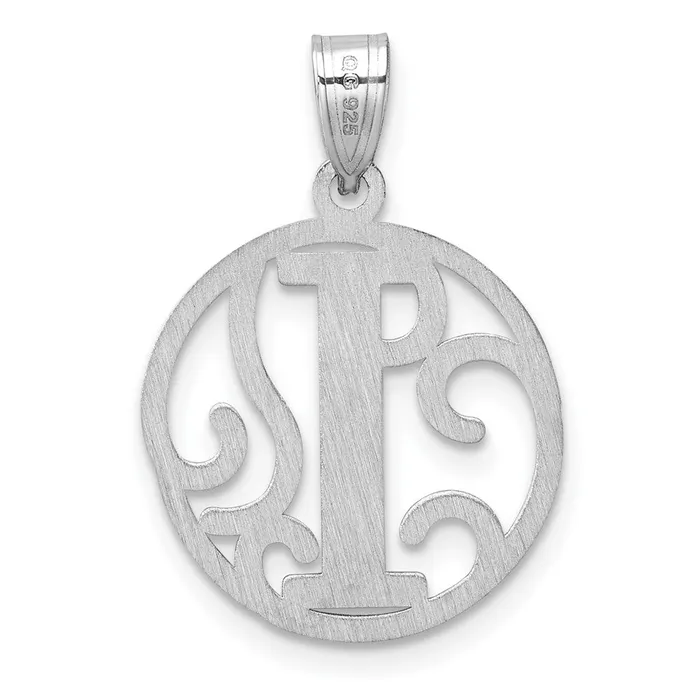 Necklaces TreasureFineJewelers Small Sterling Silver Rhodiumplated Fancy Script Letter I Initial Pendant