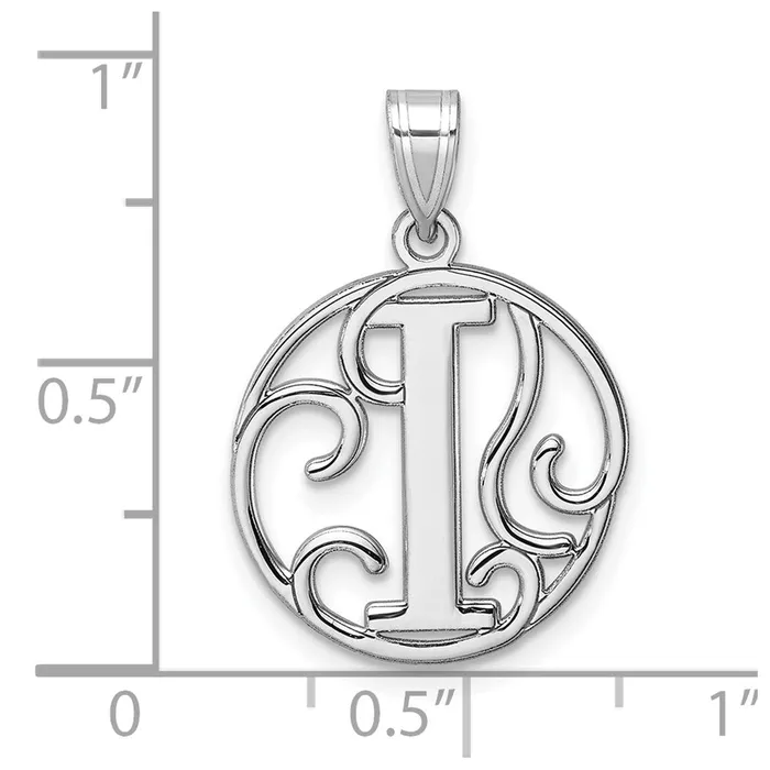 Necklaces TreasureFineJewelers Small Sterling Silver Rhodiumplated Fancy Script Letter I Initial Pendant