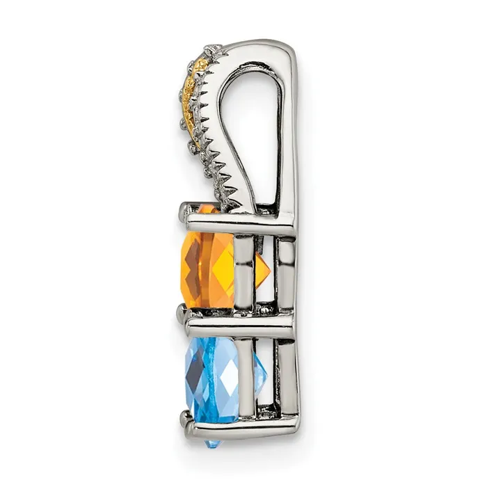 Necklaces TreasureFineJewelers Sterling Silver 14k Fourstone and Diamond Mothers Pendant SemiMount