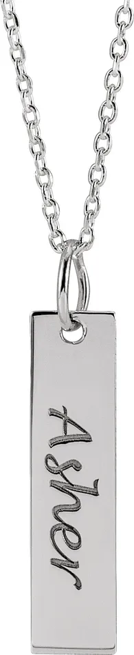 Necklaces TreasureFineJewelers Sterling Silver 20x5 mm Engravable Bar 20 Necklace