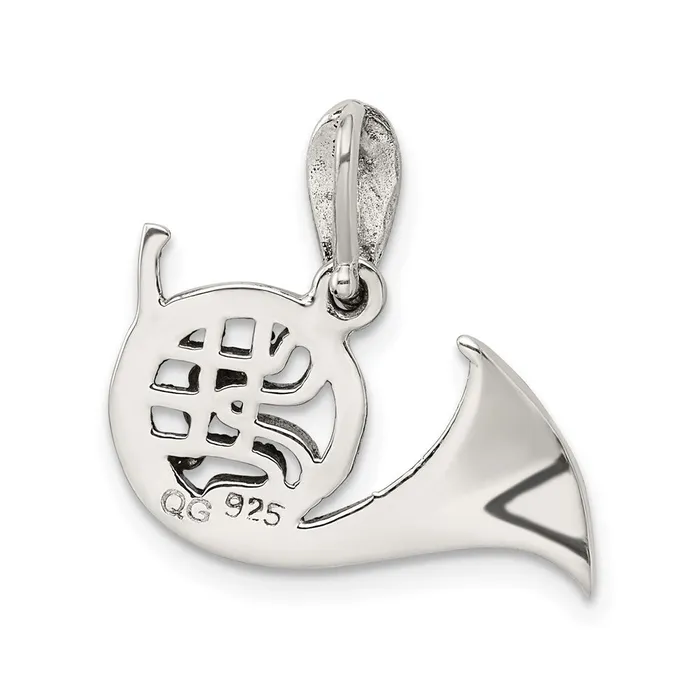 Necklaces TreasureFineJewelers Sterling Silver Antiqued Marcasite French Horn Pendant