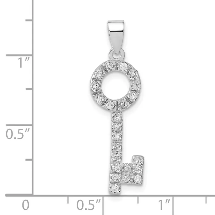 Necklaces TreasureFineJewelers Sterling Silver CZ Key Pendant