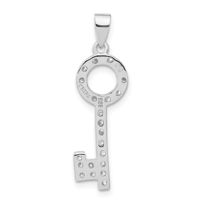 Necklaces TreasureFineJewelers Sterling Silver CZ Key Pendant