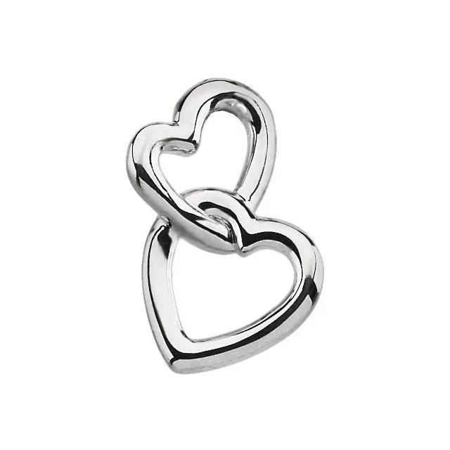 Necklaces TreasureFineJewelers Sterling Silver Double Heart Pendant