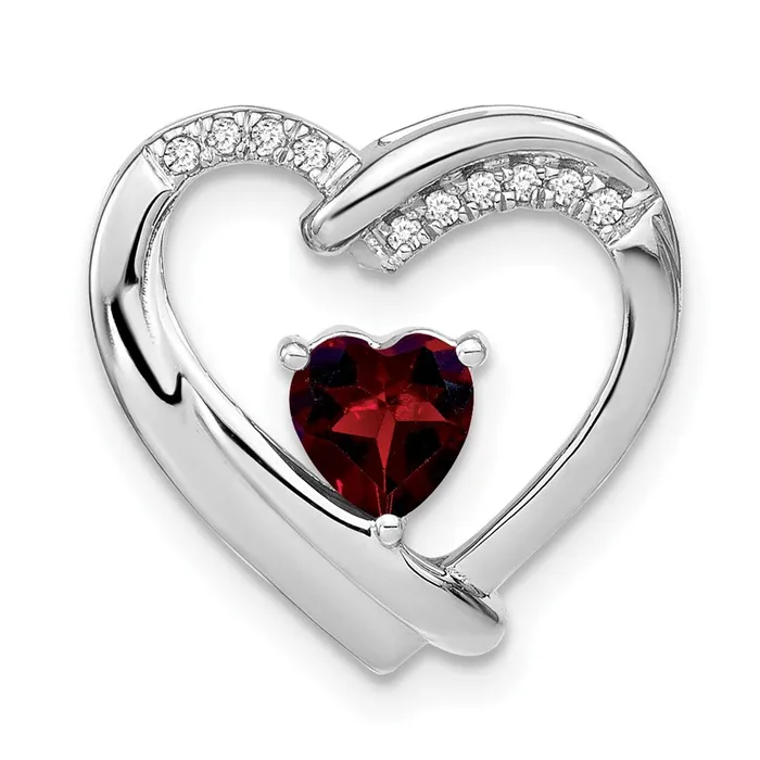 Necklaces TreasureFineJewelers Sterling Silver Garnet and Diamond Pendant Necklaces TreasureFineJewelers Sterling Silver Garnet and Diamond Pendant