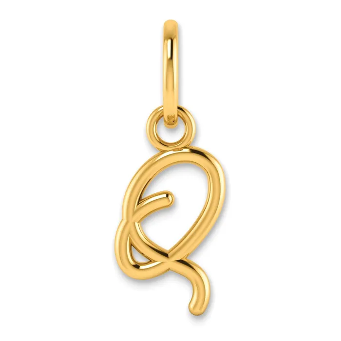 Necklaces TreasureFineJewelers Sterling Silver Goldplated Upper case Letter Q Initial Charm