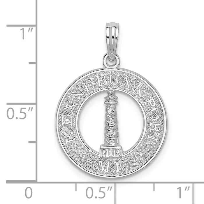 Necklaces TreasureFineJewelers Sterling Silver Kennebunkport Circle wLighthouse Pendant
