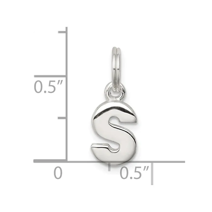 Necklaces TreasureFineJewelers Sterling Silver Letter S Initial Charm