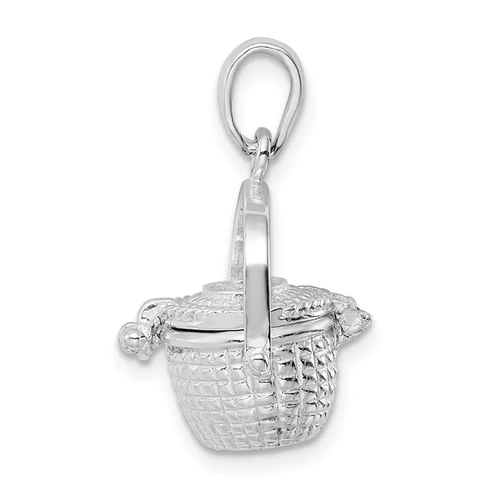 Necklaces TreasureFineJewelers Sterling Silver Polish 3D Moveable Large Nantucket Basket Pendant