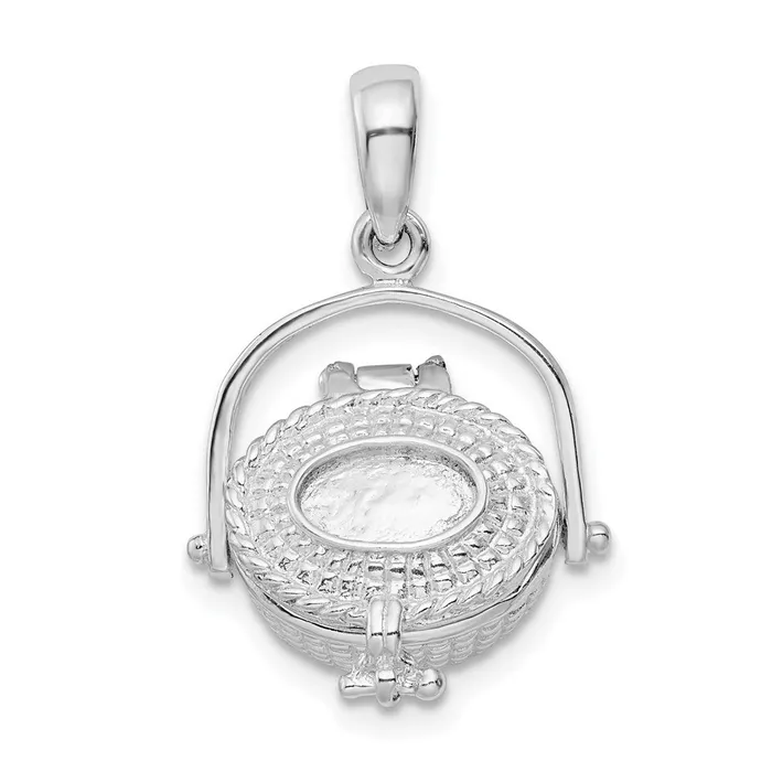 Necklaces TreasureFineJewelers Sterling Silver Polish 3D Moveable Large Nantucket Basket Pendant
